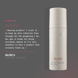 Five star customer review of RESURGE GUARD daily skin defence spray for grapplers