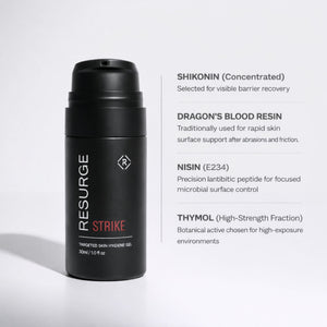 RESURGE STRIKE gel ingredients: shikonin, dragon's blood, totarol and nisin
